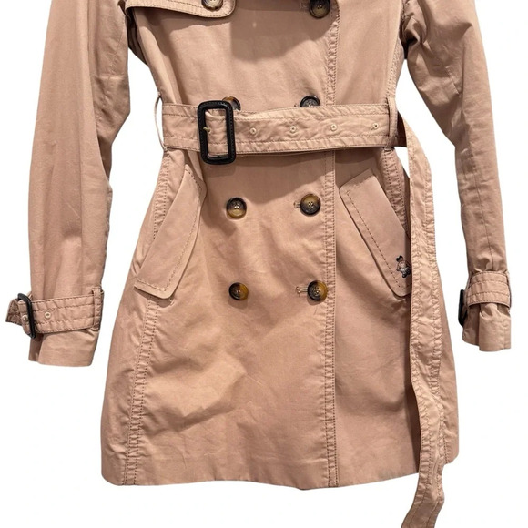 Teenie Weenie All That Bear Tan Khaki Double Breasted Belted Trench Coat Size S - Picture 6 of 16